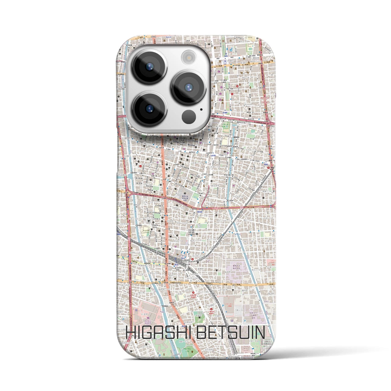 【東別院】地図柄iPhoneケース（バックカバータイプ・ナチュラル）iPhone 14 Pro 用