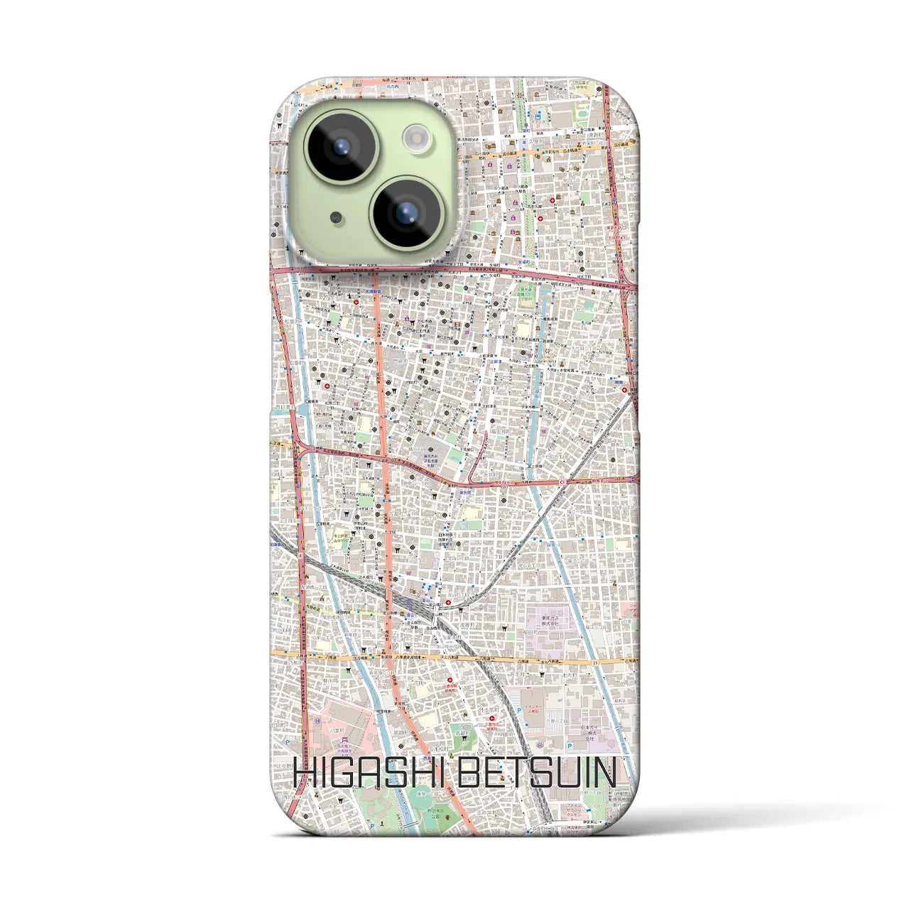 【東別院】地図柄iPhoneケース（バックカバータイプ・ナチュラル）iPhone 15 用