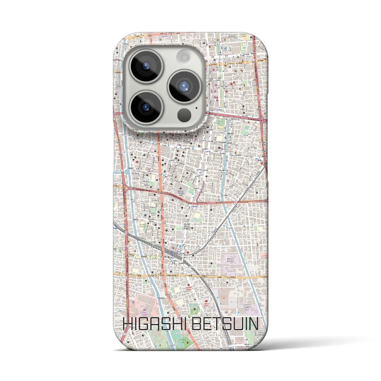 【東別院】地図柄iPhoneケース（バックカバータイプ・ナチュラル）iPhone 15 Pro 用