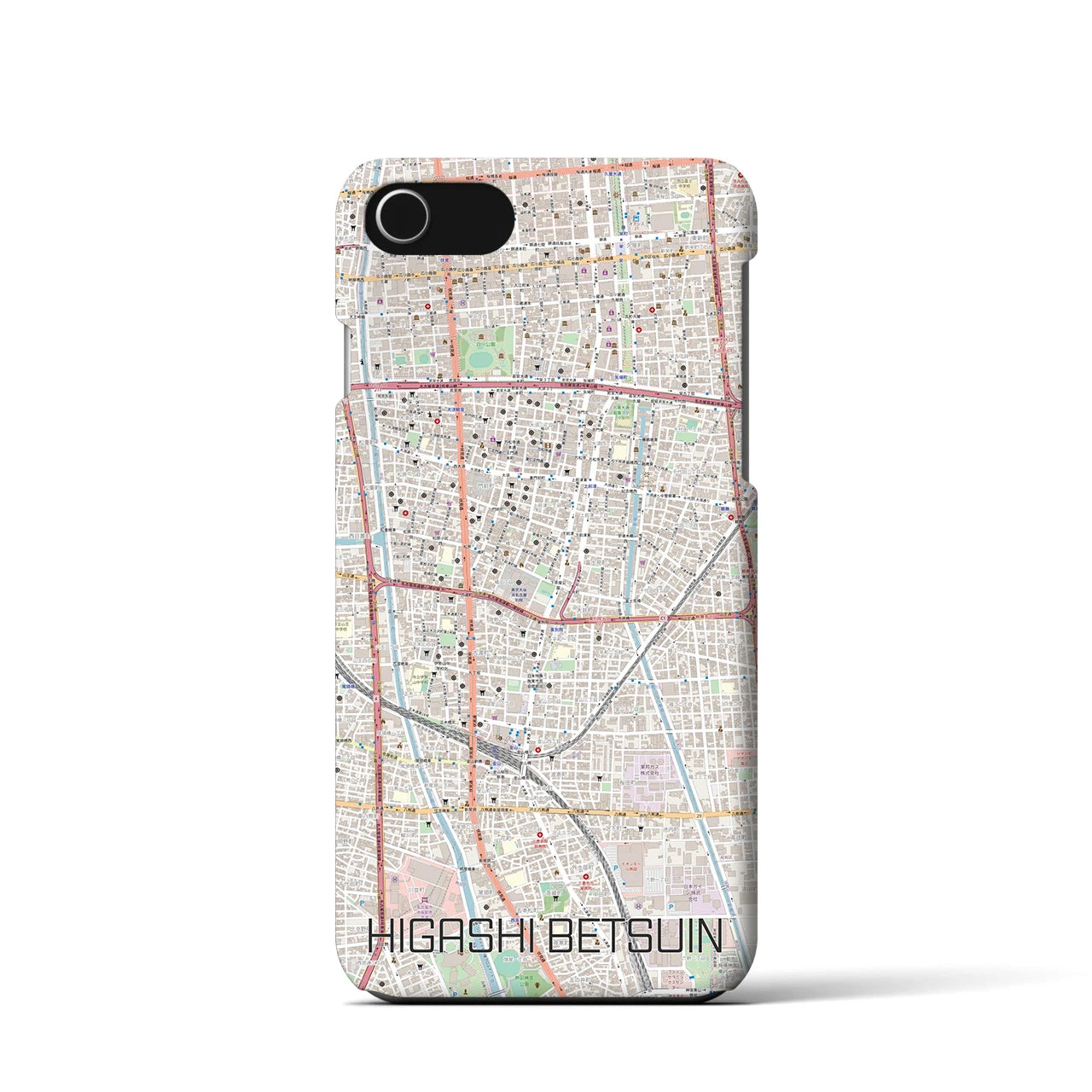 【東別院】地図柄iPhoneケース（バックカバータイプ・ナチュラル）iPhone SE（第3 / 第2世代） / 8 / 7 / 6s / 6 用