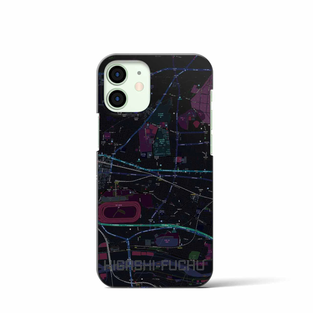 【東府中】地図柄iPhoneケース（バックカバータイプ・ブラック）iPhone 12 mini 用
