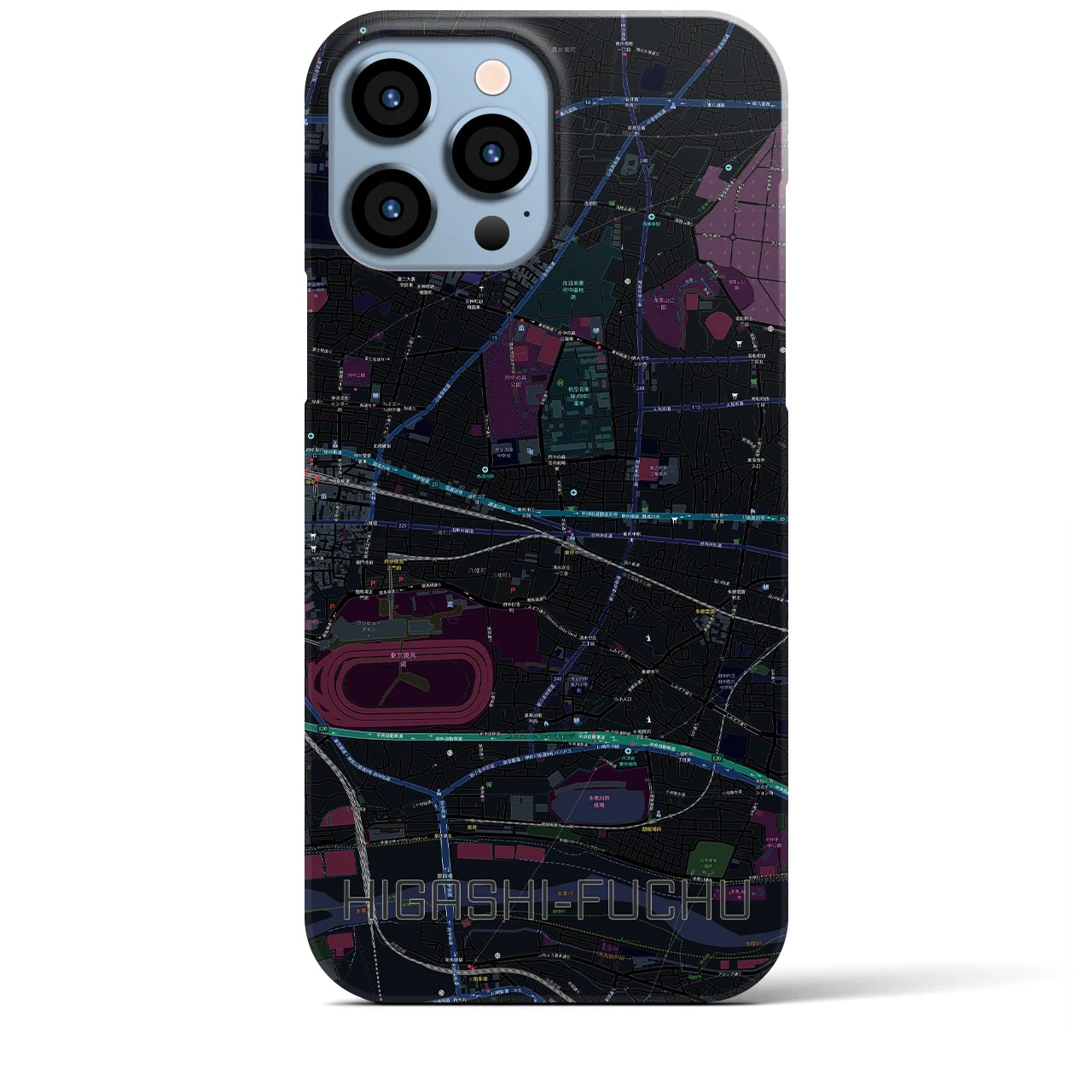 【東府中】地図柄iPhoneケース（バックカバータイプ・ブラック）iPhone 13 Pro Max 用