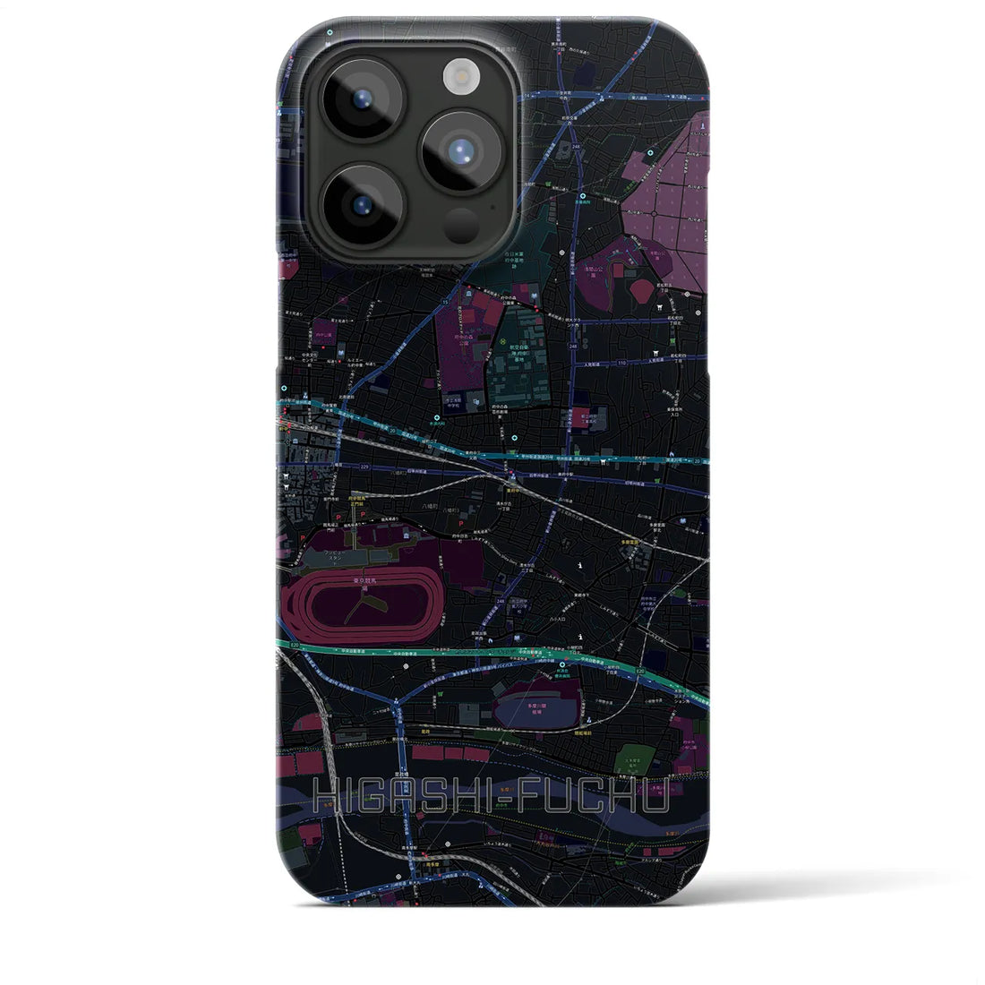 【東府中】地図柄iPhoneケース（バックカバータイプ・ブラック）iPhone 15 Pro Max 用