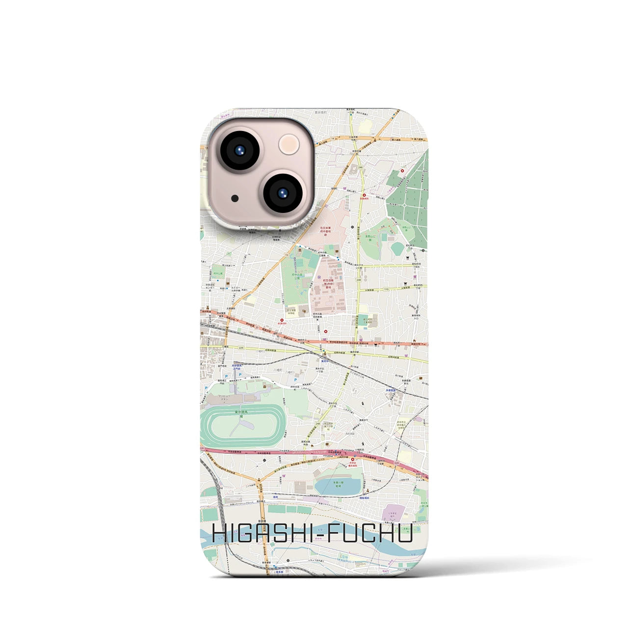 【東府中】地図柄iPhoneケース（バックカバータイプ・ナチュラル）iPhone 13 mini 用
