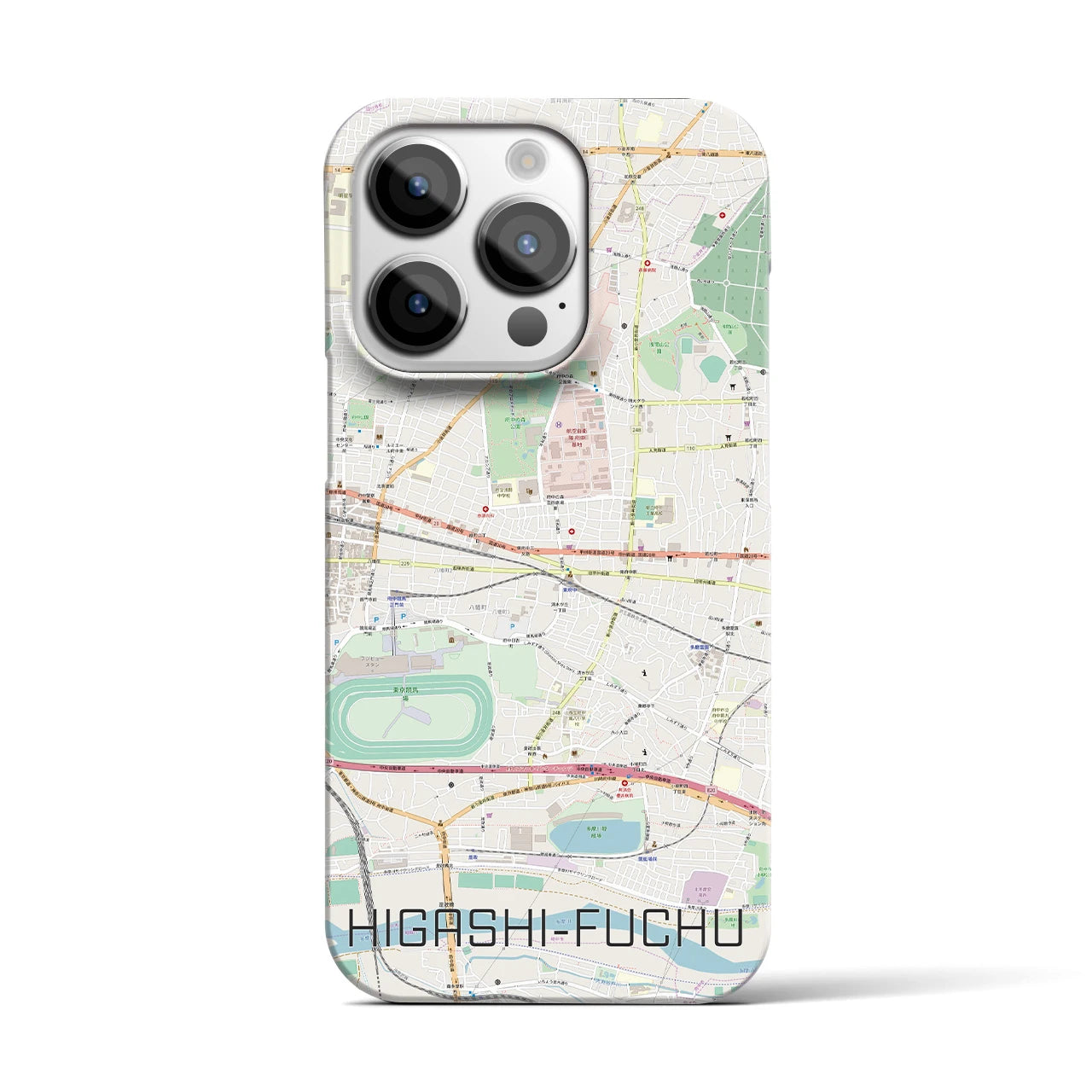 【東府中】地図柄iPhoneケース（バックカバータイプ・ナチュラル）iPhone 14 Pro 用