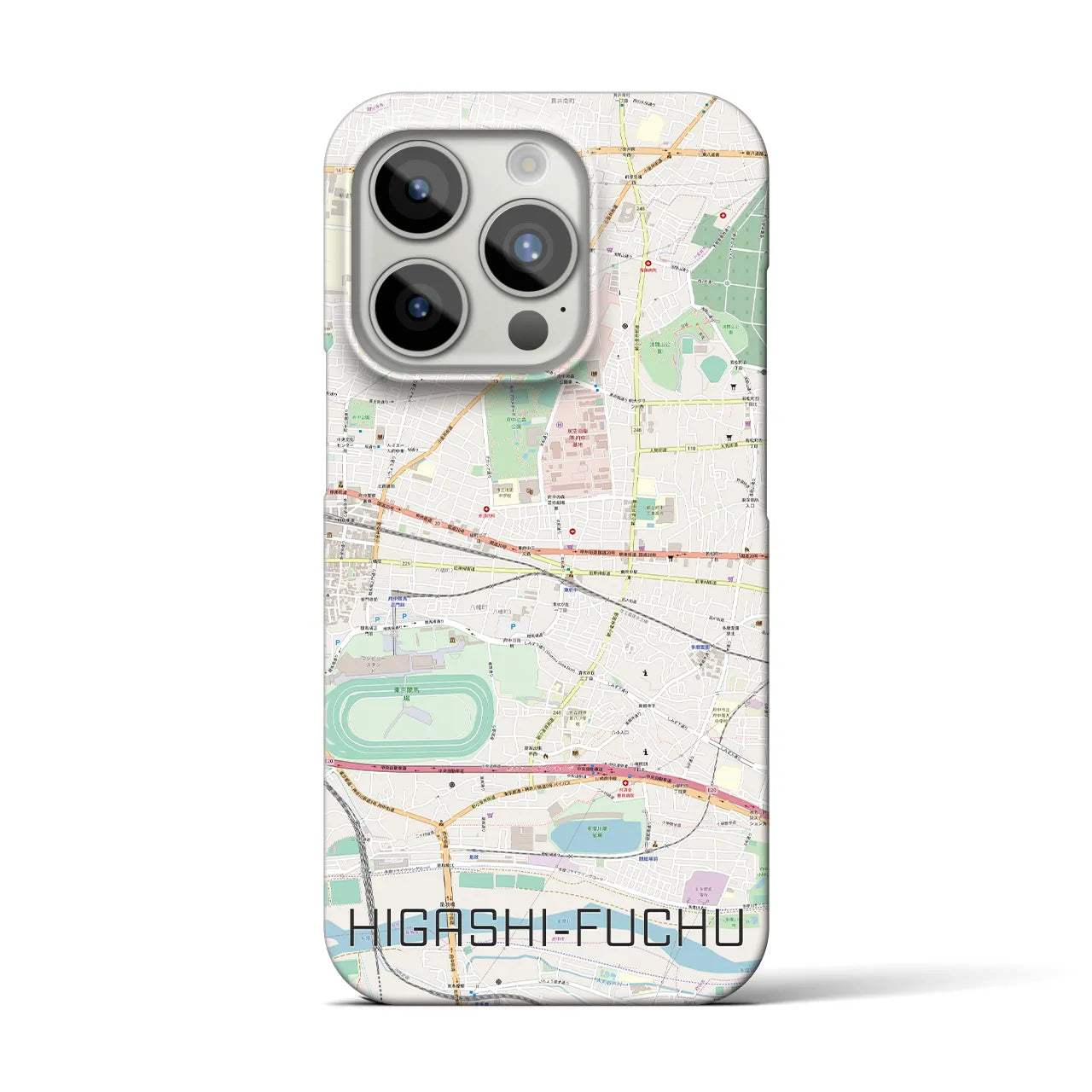 【東府中】地図柄iPhoneケース（バックカバータイプ・ナチュラル）iPhone 15 Pro 用
