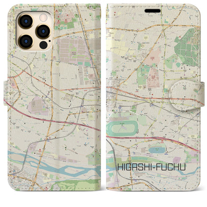 【東府中（東京都）】地図柄iPhoneケース（手帳タイプ）ナチュラル・iPhone 12 Pro Max 用