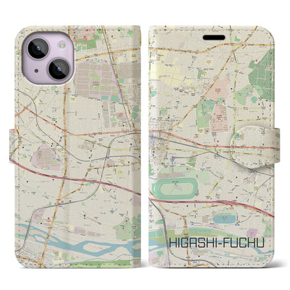 【東府中（東京都）】地図柄iPhoneケース（手帳タイプ）ナチュラル・iPhone 14 用