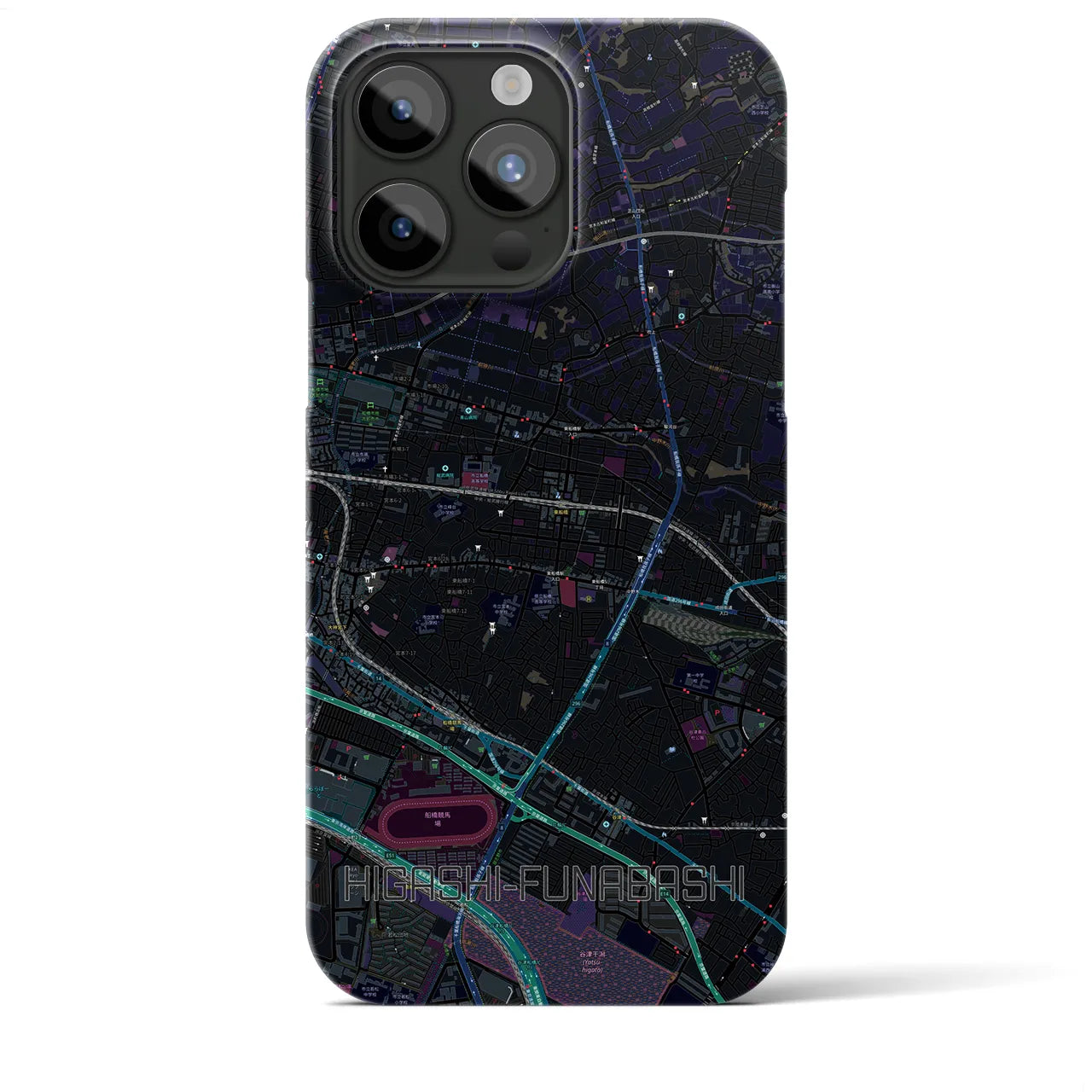 【東船橋】地図柄iPhoneケース（バックカバータイプ・ブラック）iPhone 15 Pro Max 用