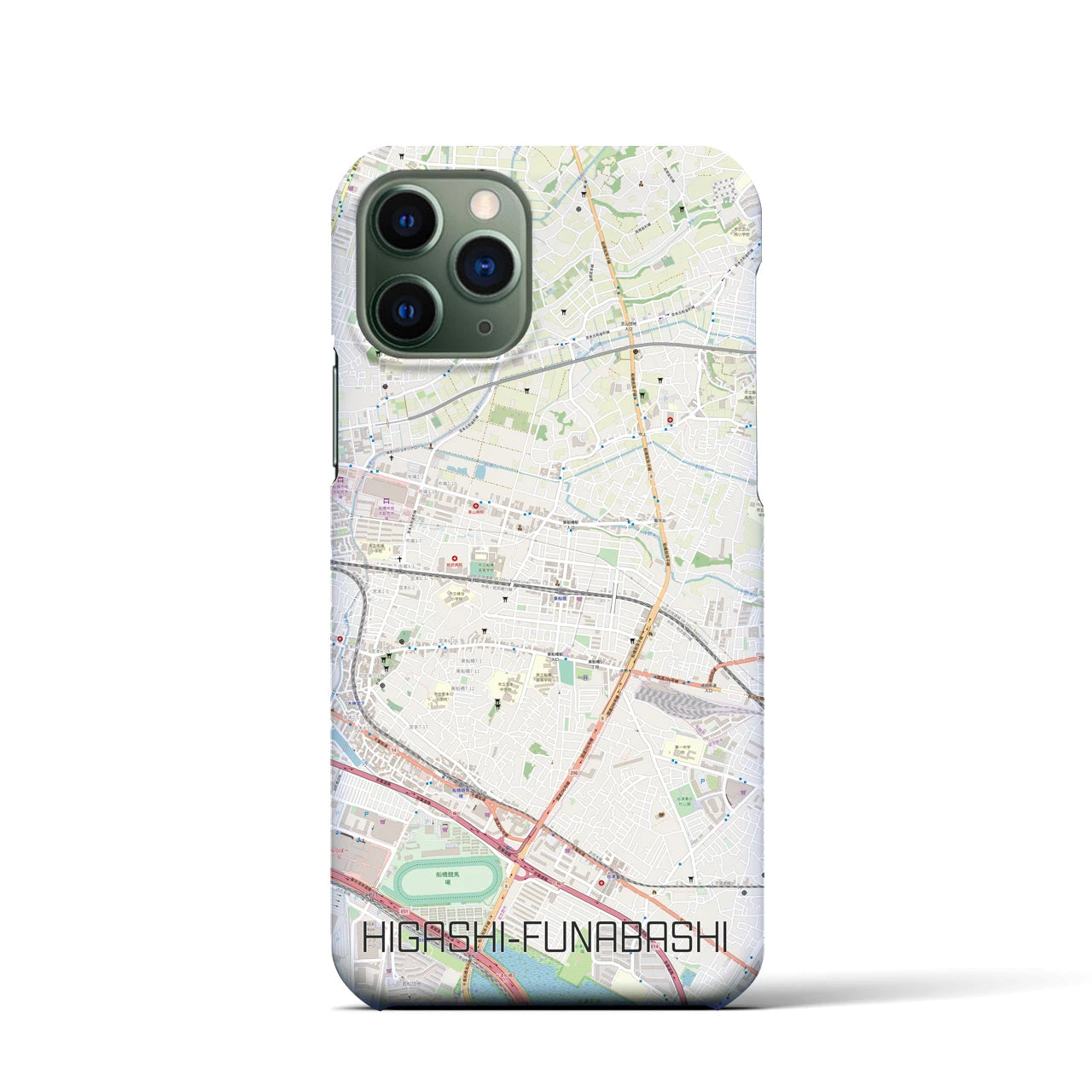 【東船橋】地図柄iPhoneケース（バックカバータイプ・ナチュラル）iPhone 11 Pro 用
