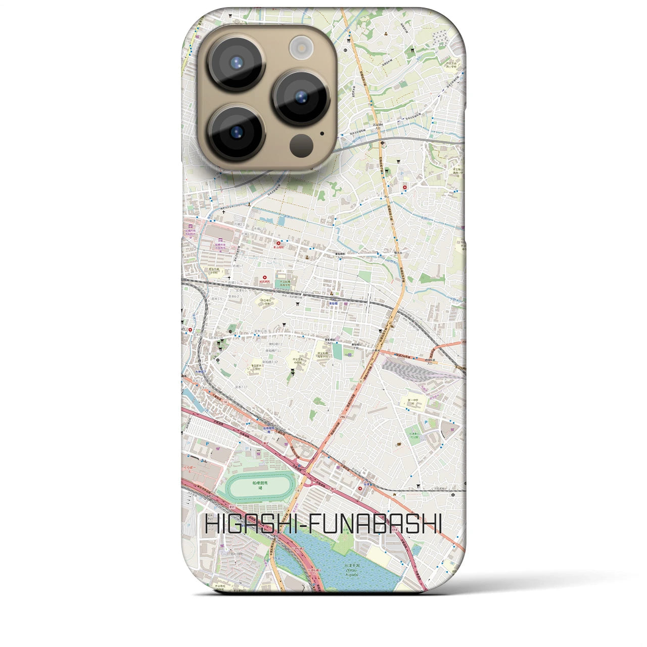 【東船橋】地図柄iPhoneケース（バックカバータイプ・ナチュラル）iPhone 14 Pro Max 用