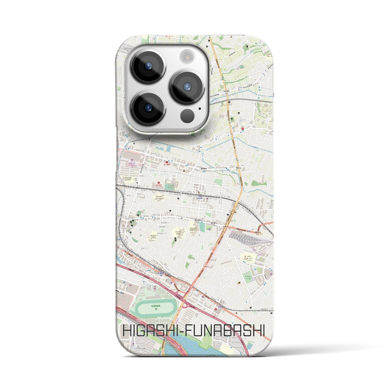 【東船橋】地図柄iPhoneケース（バックカバータイプ・ナチュラル）iPhone 14 Pro 用
