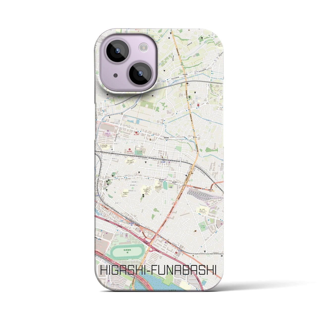 【東船橋】地図柄iPhoneケース（バックカバータイプ・ナチュラル）iPhone 14 用