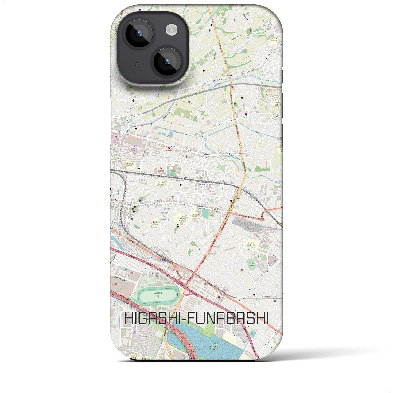 【東船橋】地図柄iPhoneケース（バックカバータイプ・ナチュラル）iPhone 14 Plus 用