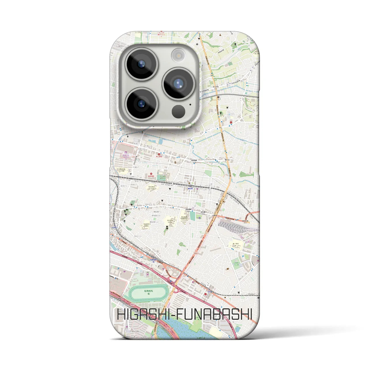 【東船橋】地図柄iPhoneケース（バックカバータイプ・ナチュラル）iPhone 15 Pro 用