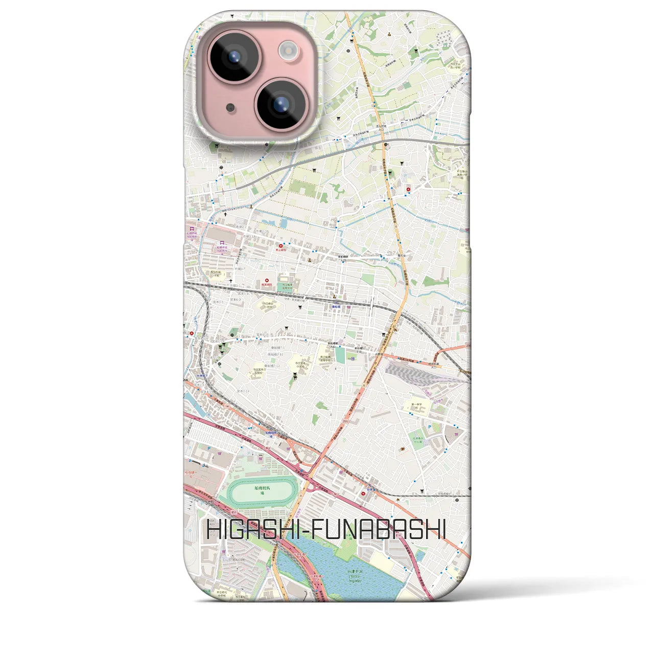 【東船橋】地図柄iPhoneケース（バックカバータイプ・ナチュラル）iPhone 15 Plus 用
