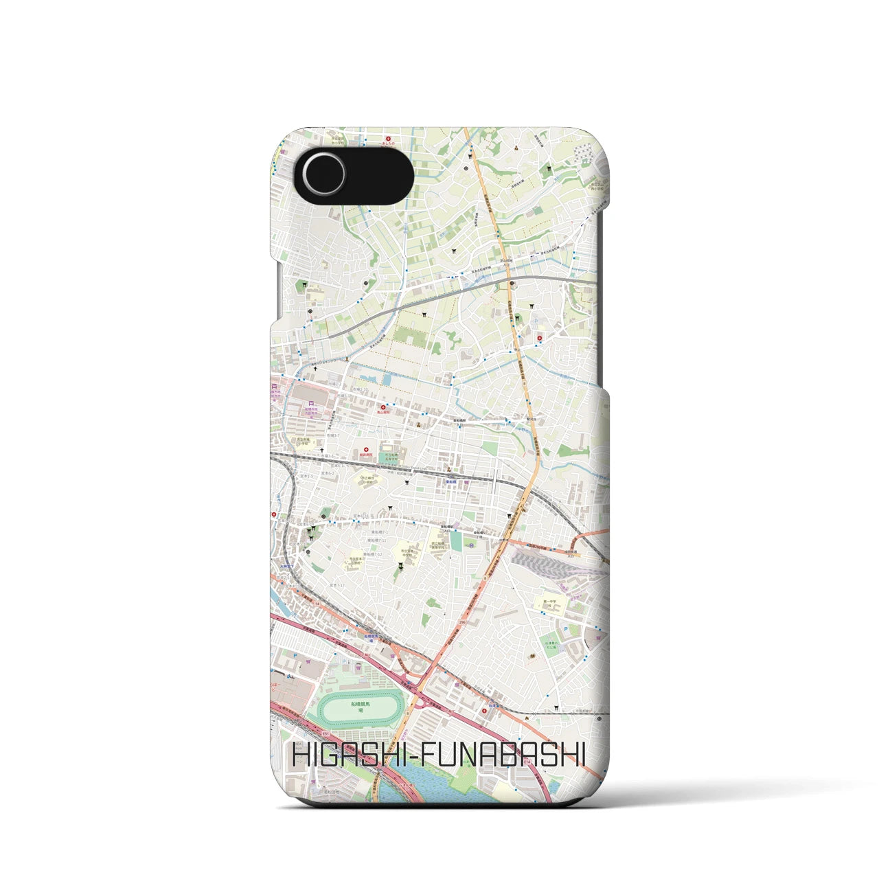 【東船橋】地図柄iPhoneケース（バックカバータイプ・ナチュラル）iPhone SE（第3 / 第2世代） / 8 / 7 / 6s / 6 用
