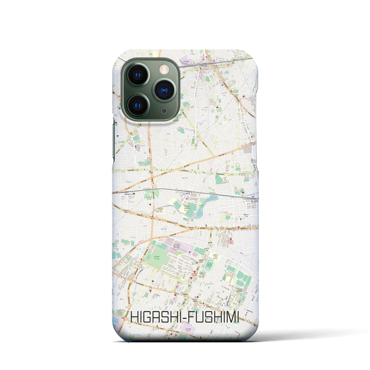 【東伏見】地図柄iPhoneケース（バックカバータイプ・ナチュラル）iPhone 11 Pro 用
