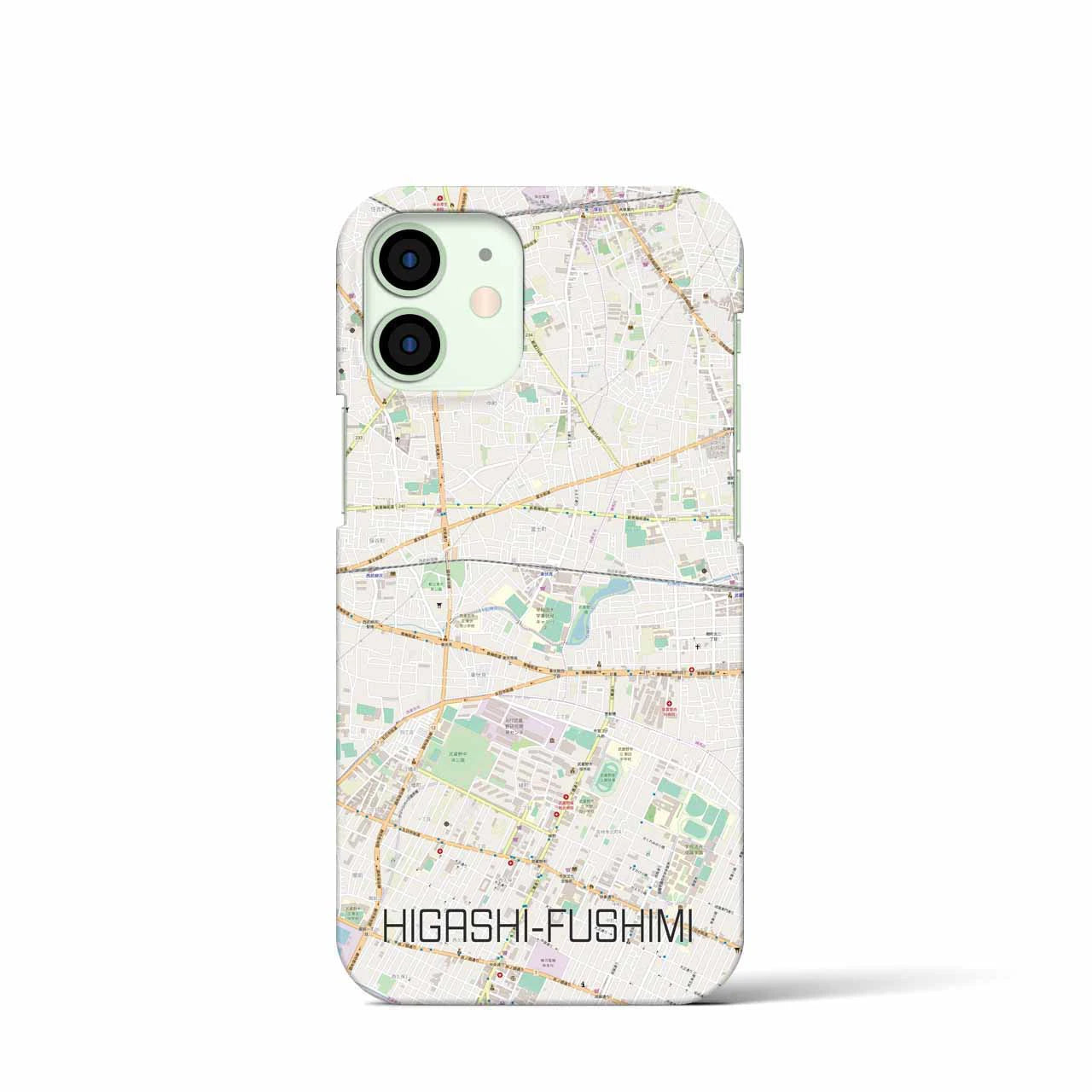 【東伏見】地図柄iPhoneケース（バックカバータイプ・ナチュラル）iPhone 12 mini 用