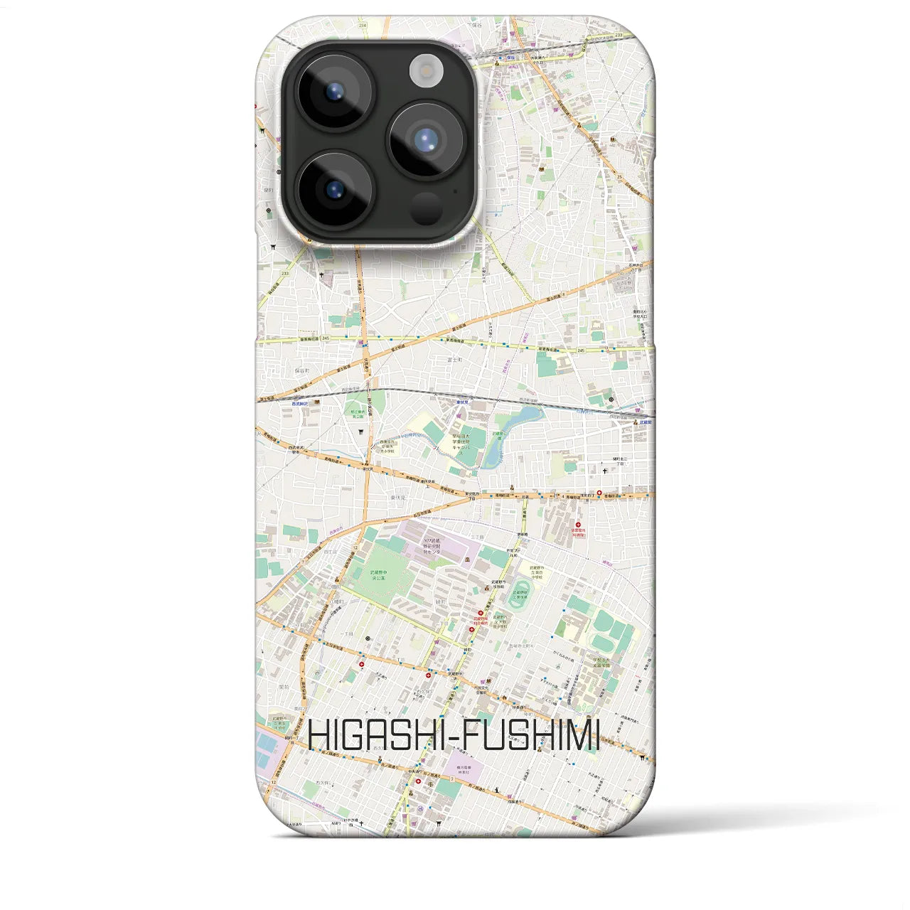 【東伏見】地図柄iPhoneケース（バックカバータイプ・ナチュラル）iPhone 15 Pro Max 用