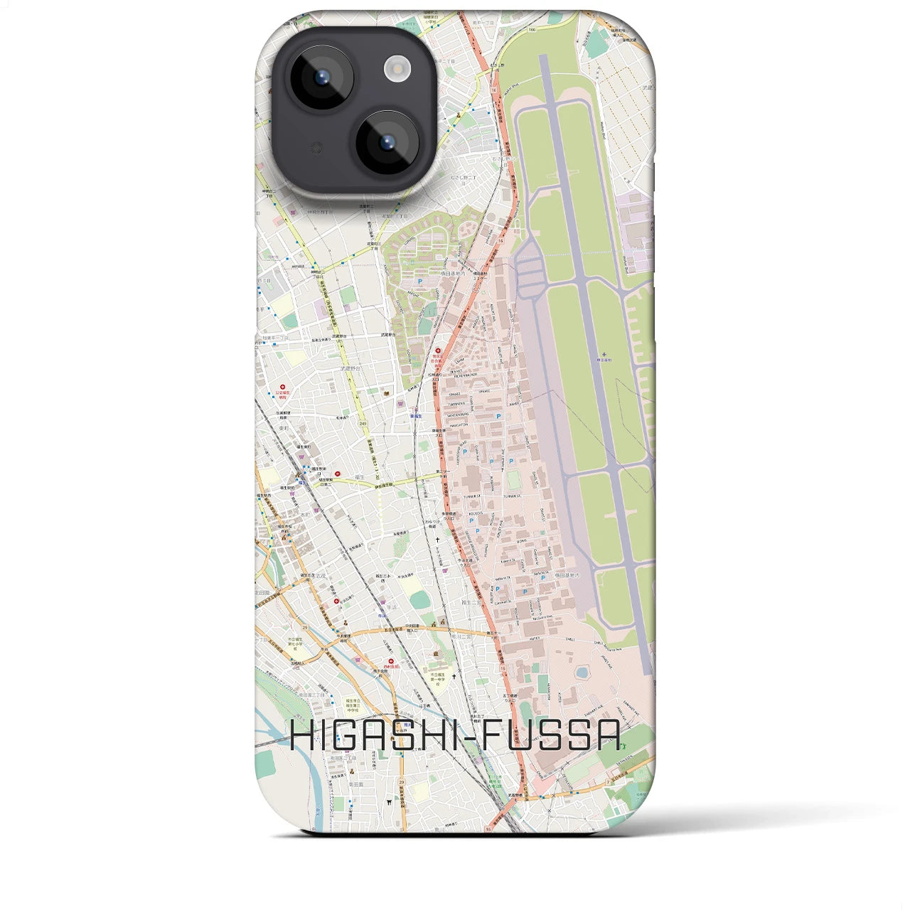 【東福生】地図柄iPhoneケース（バックカバータイプ・ナチュラル）iPhone 14 Plus 用