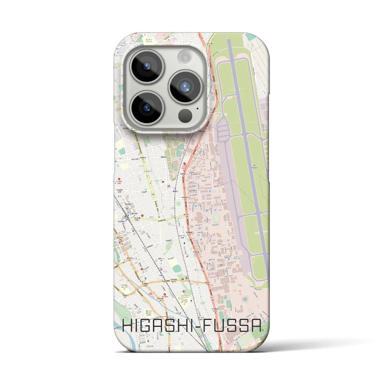 【東福生】地図柄iPhoneケース（バックカバータイプ・ナチュラル）iPhone 15 Pro 用