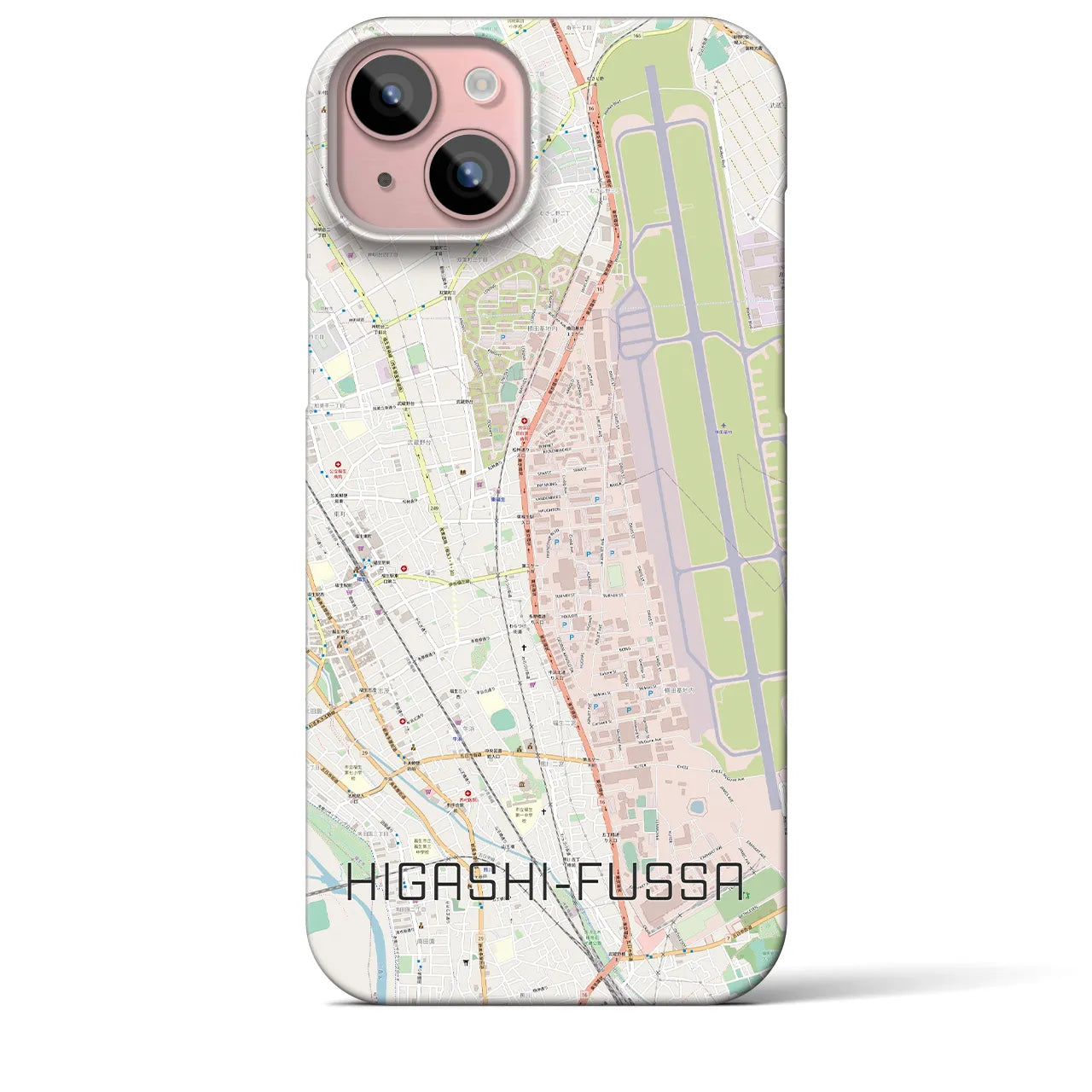 【東福生】地図柄iPhoneケース（バックカバータイプ・ナチュラル）iPhone 15 Plus 用