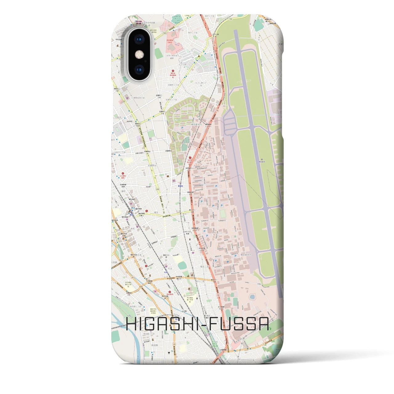 【東福生】地図柄iPhoneケース（バックカバータイプ・ナチュラル）iPhone XS Max 用
