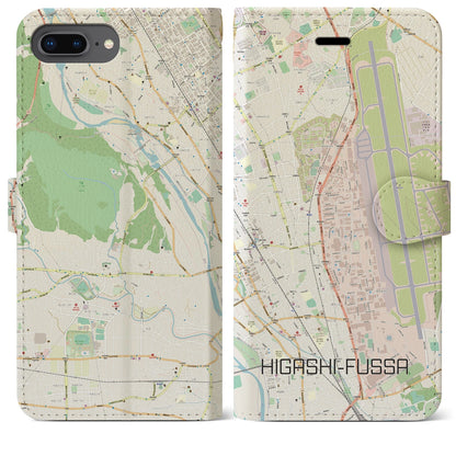 【東福生（東京都）】地図柄iPhoneケース（手帳タイプ）ナチュラル・iPhone 8Plus /7Plus / 6sPlus / 6Plus 用