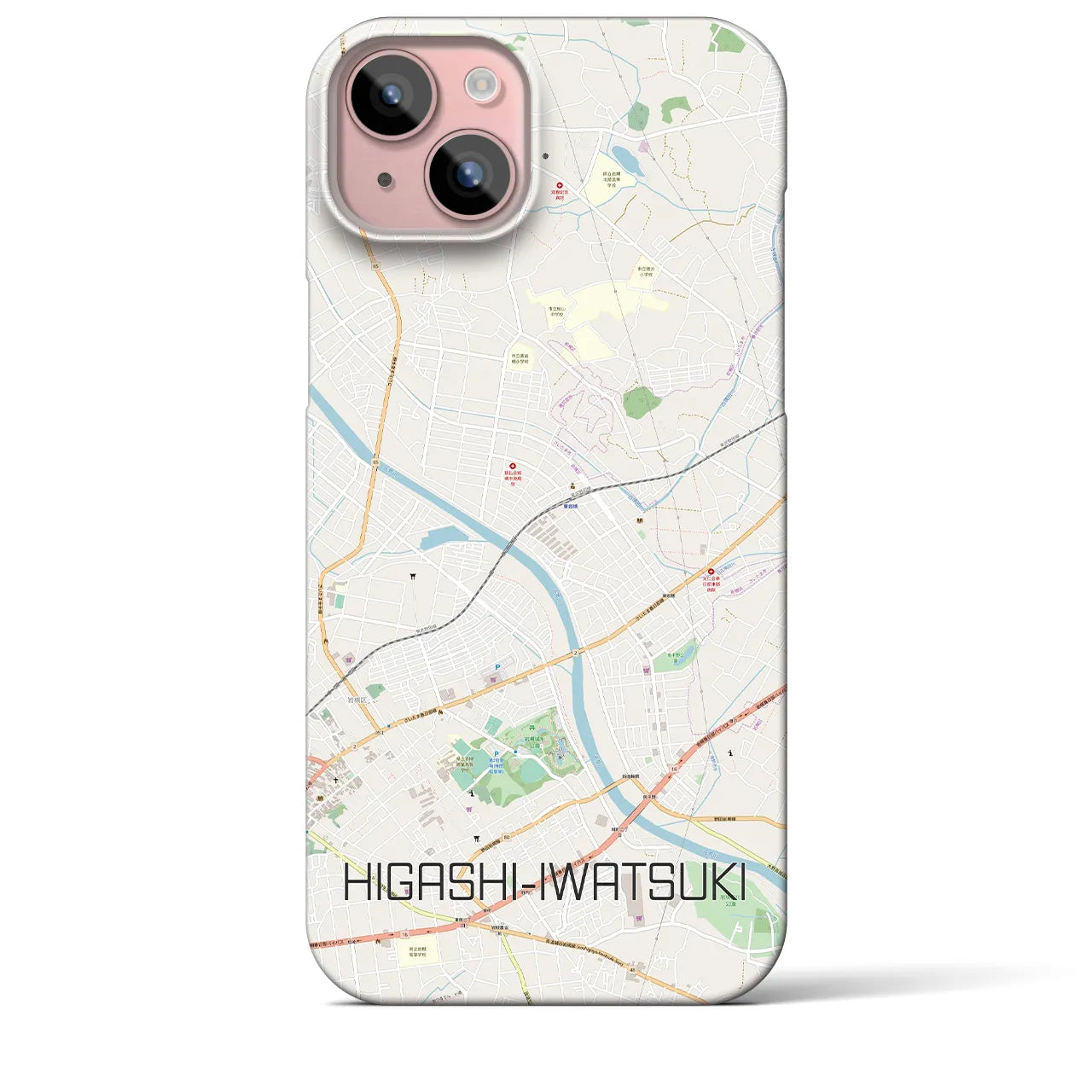 【東岩槻】地図柄iPhoneケース（バックカバータイプ・ナチュラル）iPhone 15 Plus 用