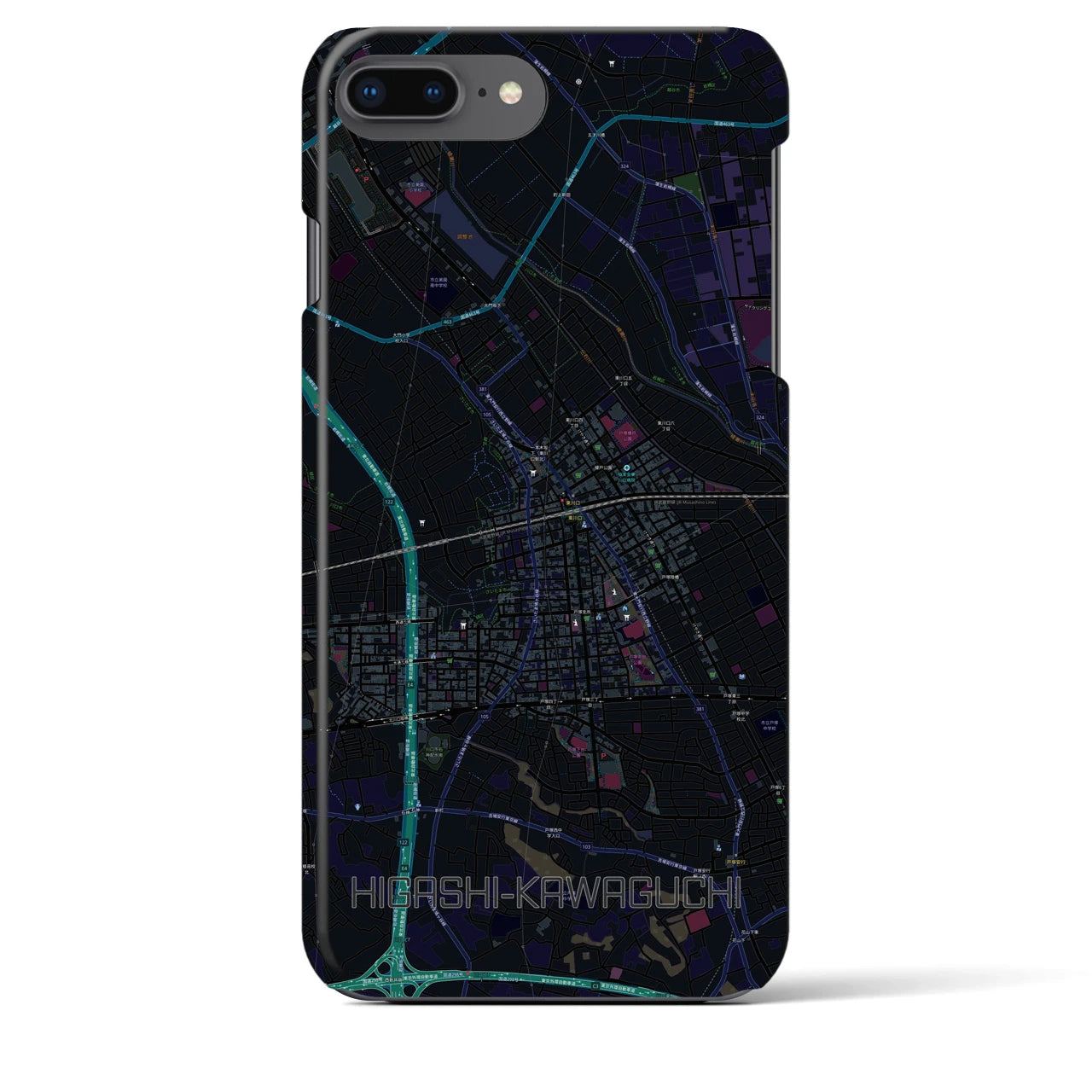 【東川口】地図柄iPhoneケース（バックカバータイプ・ブラック）iPhone 8Plus /7Plus / 6sPlus / 6Plus 用