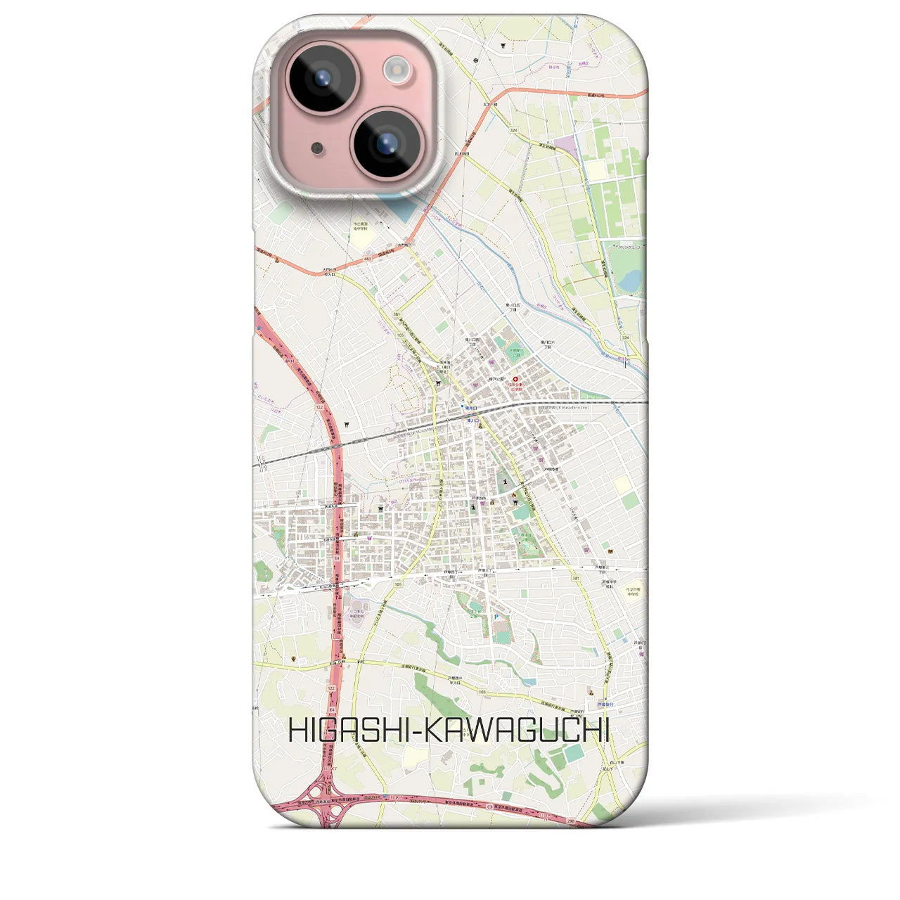 【東川口】地図柄iPhoneケース（バックカバータイプ・ナチュラル）iPhone 15 Plus 用