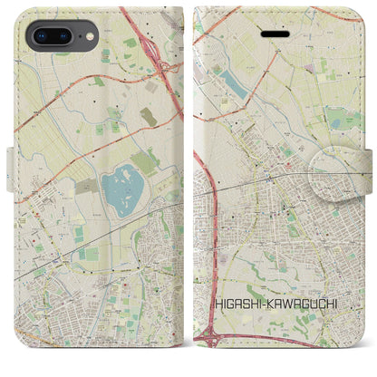 【東川口（埼玉県）】地図柄iPhoneケース（手帳タイプ）ナチュラル・iPhone 8Plus /7Plus / 6sPlus / 6Plus 用