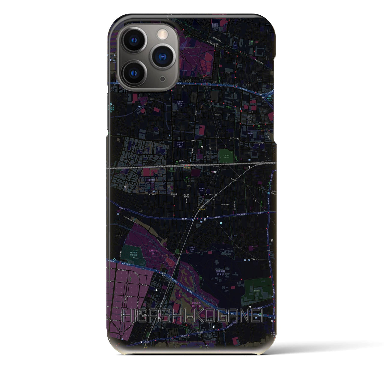 【東小金井】地図柄iPhoneケース（バックカバータイプ・ブラック）iPhone 11 Pro Max 用