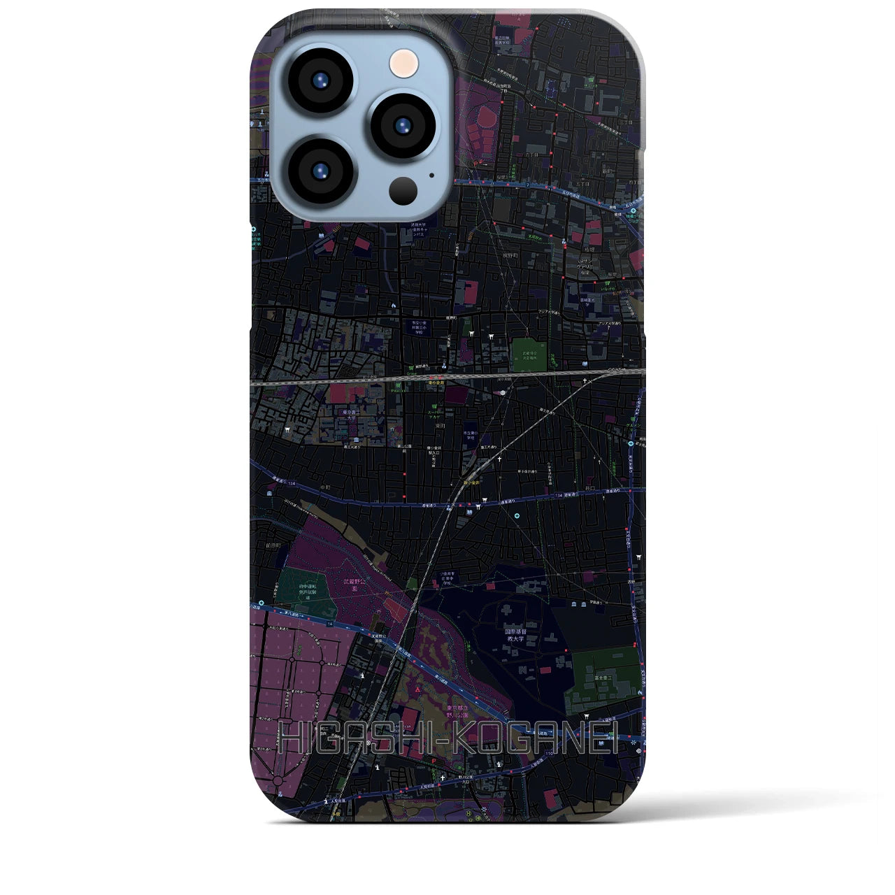 【東小金井】地図柄iPhoneケース（バックカバータイプ・ブラック）iPhone 13 Pro Max 用