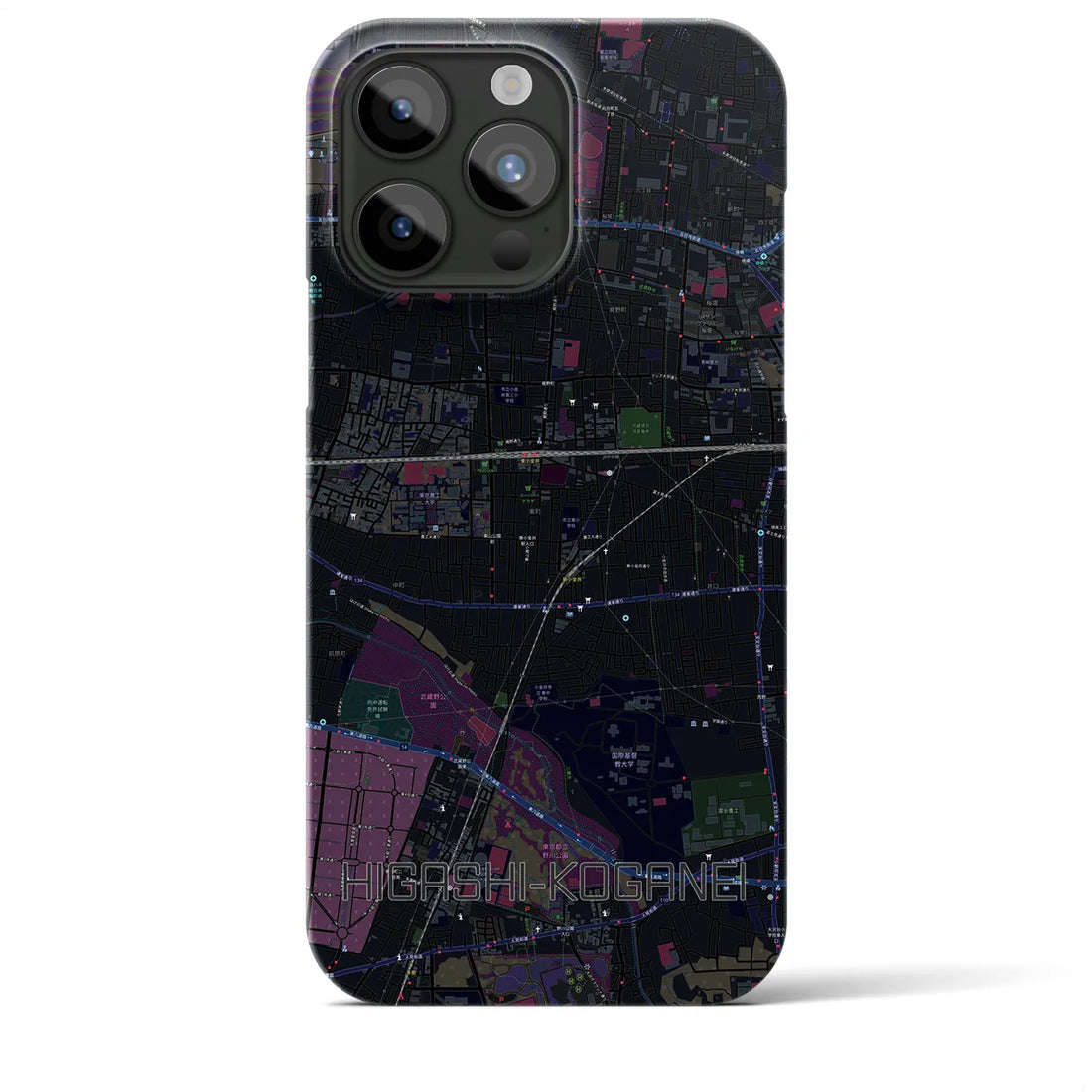 【東小金井】地図柄iPhoneケース（バックカバータイプ・ブラック）iPhone 15 Pro Max 用