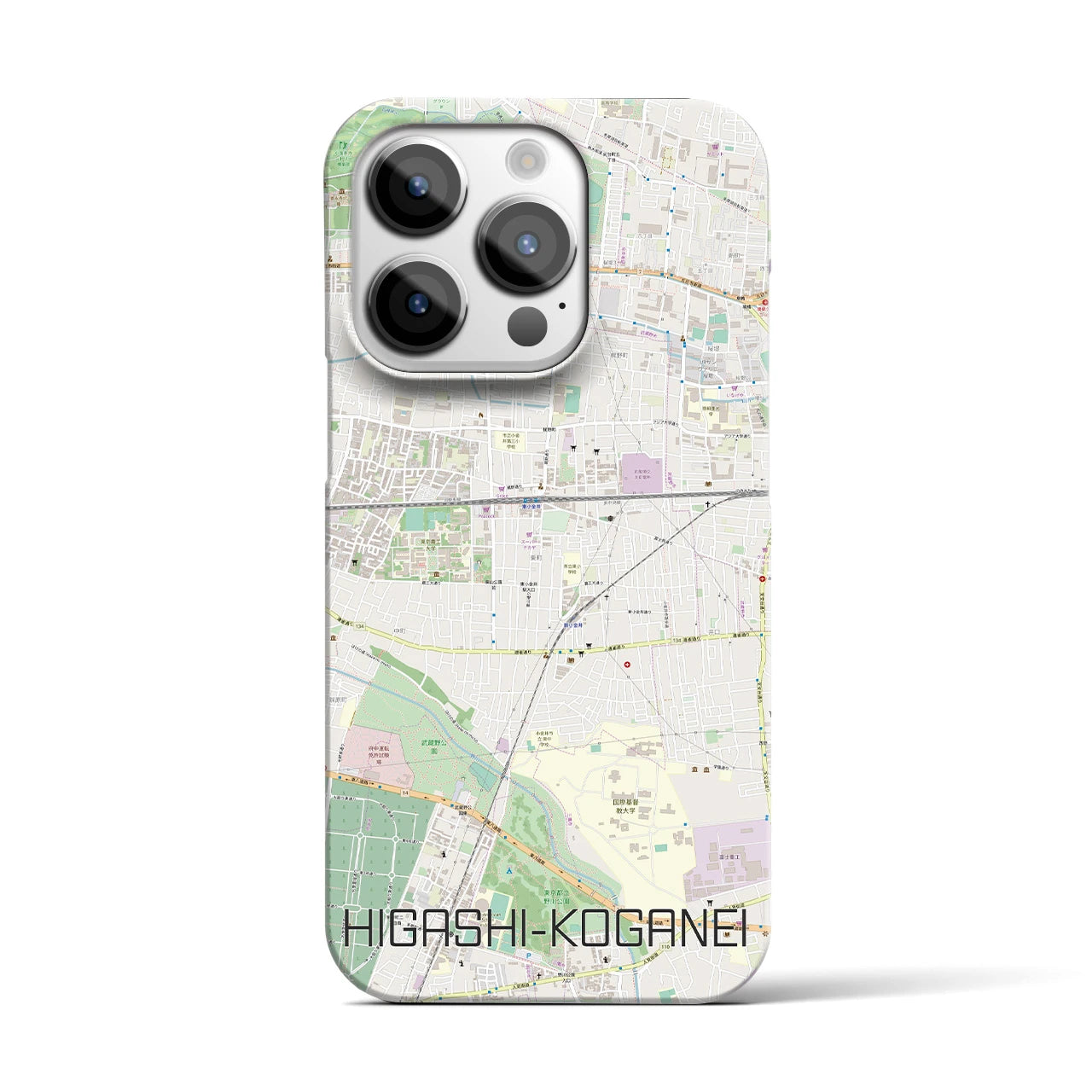 【東小金井】地図柄iPhoneケース（バックカバータイプ・ナチュラル）iPhone 14 Pro 用