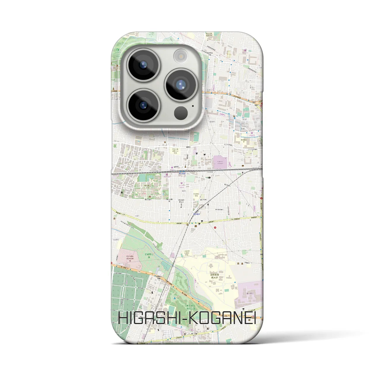 【東小金井】地図柄iPhoneケース（バックカバータイプ・ナチュラル）iPhone 15 Pro 用