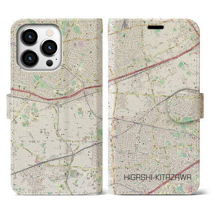 【東北沢（東京都）】地図柄iPhoneケース（手帳タイプ）ナチュラル・iPhone 13 Pro 用