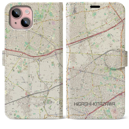 【東北沢（東京都）】地図柄iPhoneケース（手帳タイプ）ナチュラル・iPhone 15 Plus 用