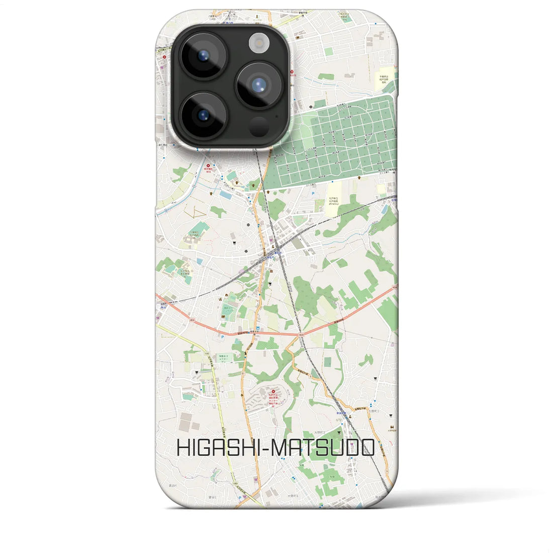 【東松戸】地図柄iPhoneケース（バックカバータイプ・ナチュラル）iPhone 15 Pro Max 用