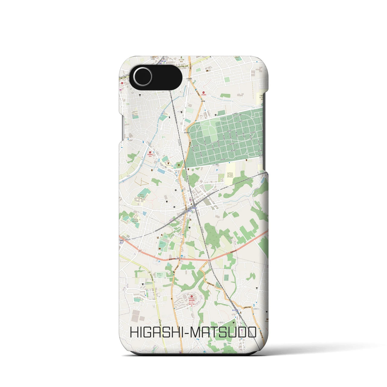 【東松戸】地図柄iPhoneケース（バックカバータイプ・ナチュラル）iPhone SE（第3 / 第2世代） / 8 / 7 / 6s / 6 用