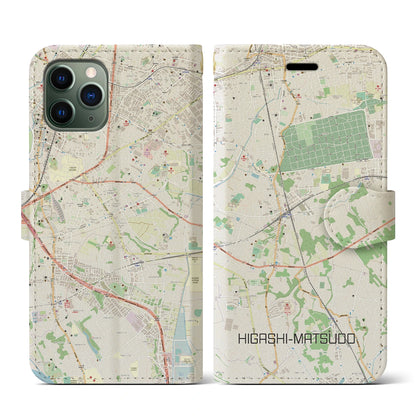 【東松戸】地図柄iPhoneケース（手帳両面タイプ・ナチュラル）iPhone 11 Pro 用