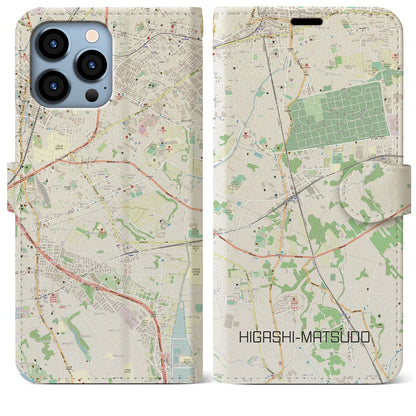 【東松戸】地図柄iPhoneケース（手帳両面タイプ・ナチュラル）iPhone 13 Pro Max 用