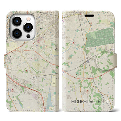 【東松戸】地図柄iPhoneケース（手帳両面タイプ・ナチュラル）iPhone 13 Pro 用
