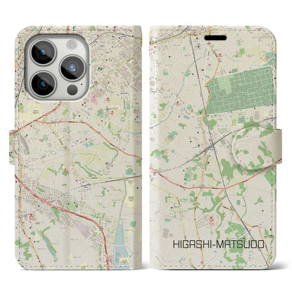 【東松戸】地図柄iPhoneケース（手帳両面タイプ・ナチュラル）iPhone 15 Pro 用