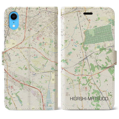 【東松戸】地図柄iPhoneケース（手帳両面タイプ・ナチュラル）iPhone XR 用