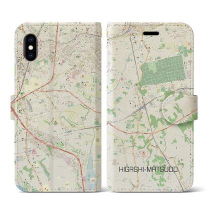 【東松戸】地図柄iPhoneケース（手帳両面タイプ・ナチュラル）iPhone XS / X 用