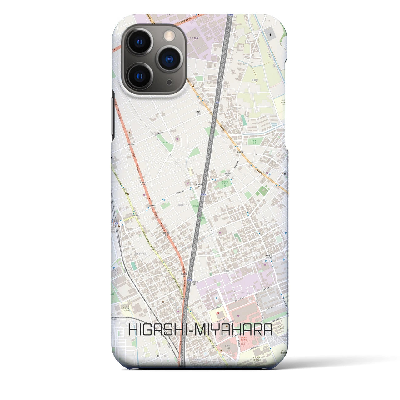 【東宮原】地図柄iPhoneケース（バックカバータイプ・ナチュラル）iPhone 11 Pro Max 用