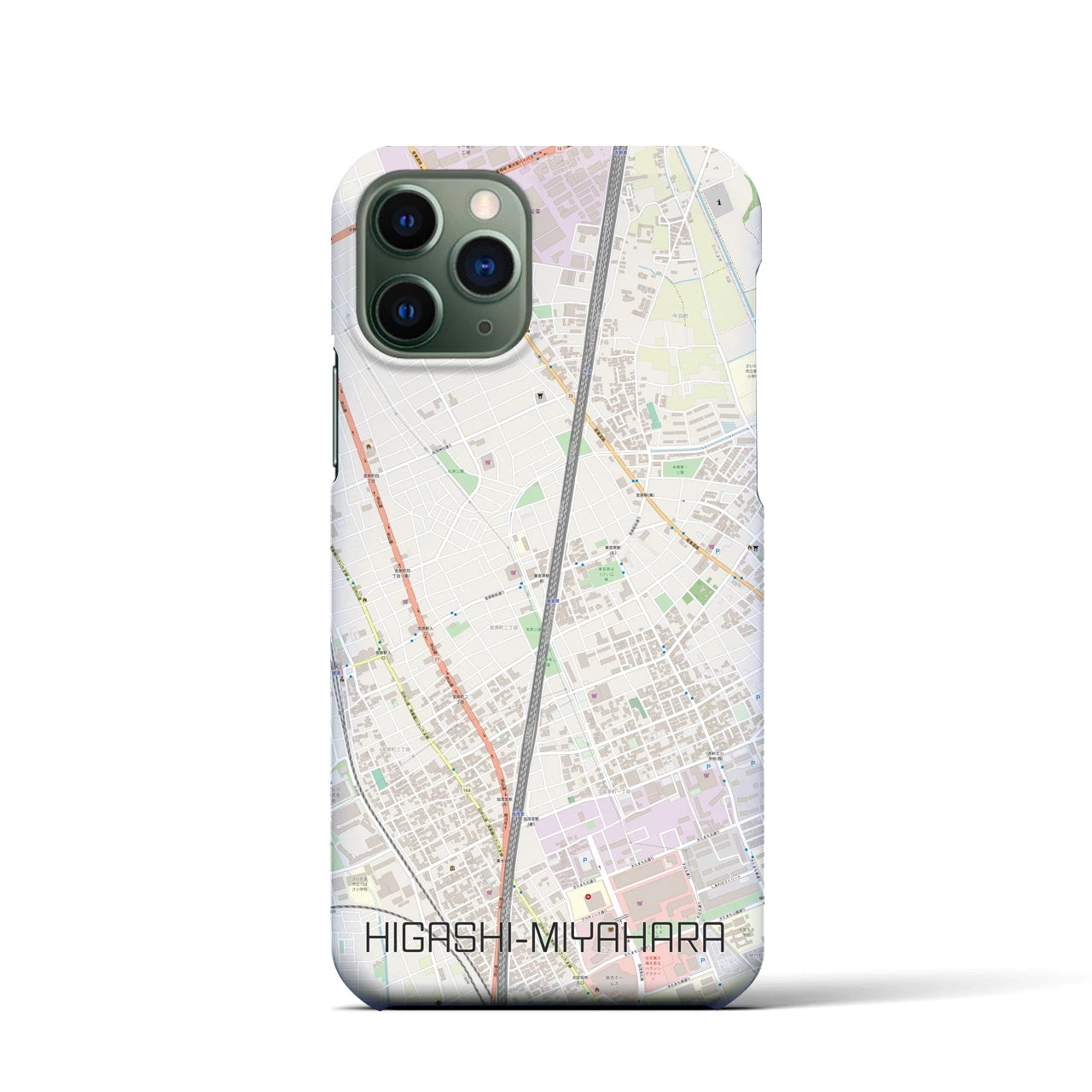 【東宮原】地図柄iPhoneケース（バックカバータイプ・ナチュラル）iPhone 11 Pro 用